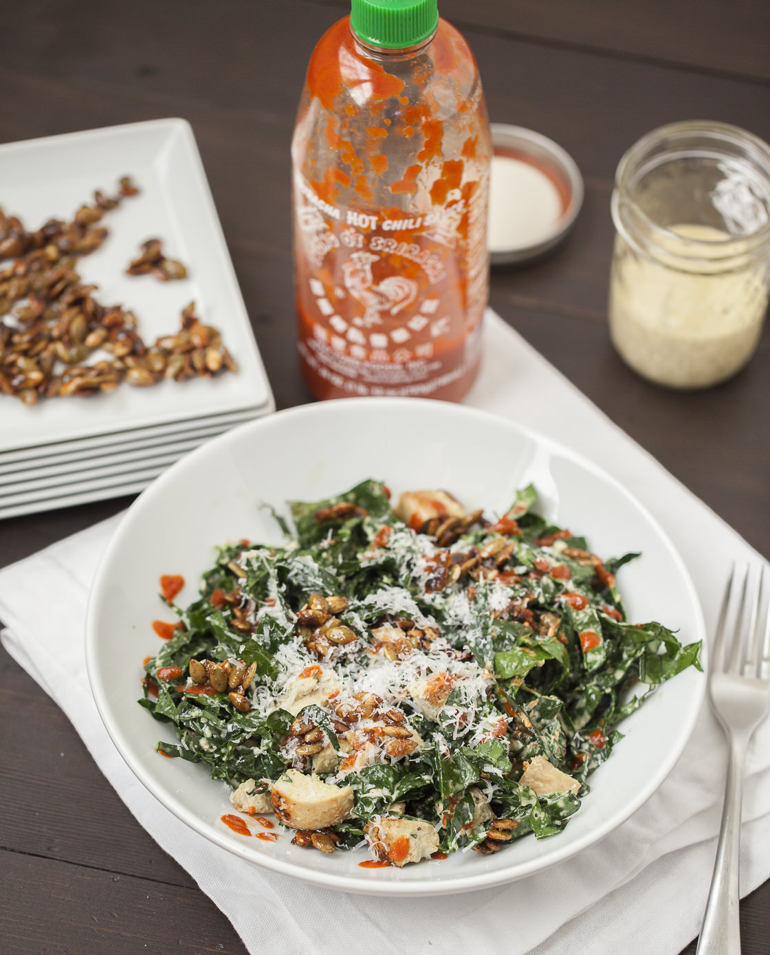 Spicy Kale Caesar with Chicken and Candied Pepitas Laughter and Lemonade