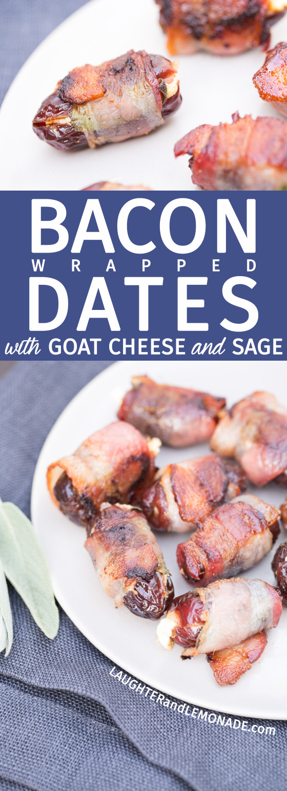 Bacon Wrapped Dates with Goat Cheese and Sage | LaughterandLemonade.com