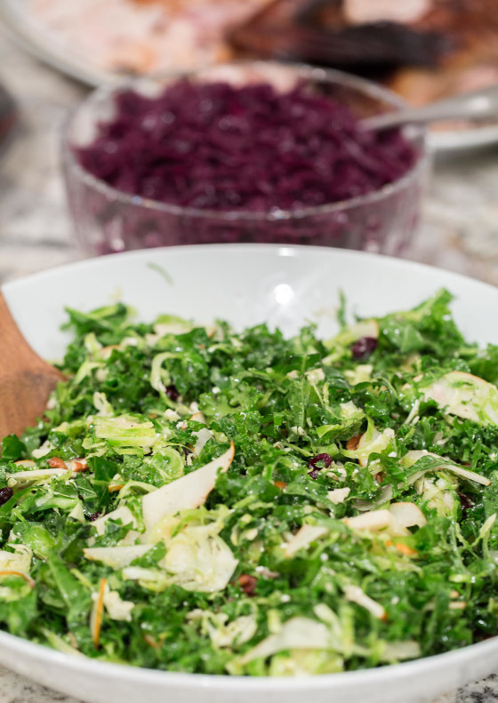 Shredded Brussels Sprout and Kale Salad | LaughterandLemonade.com