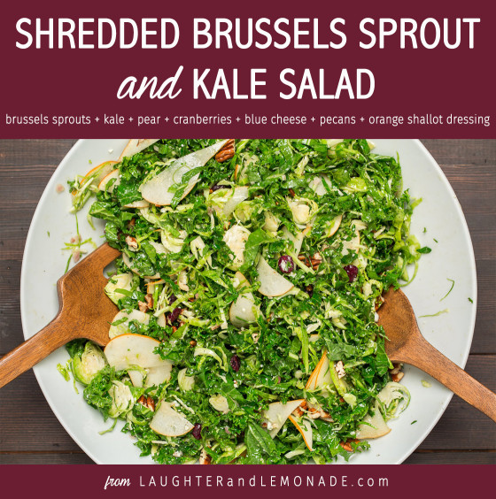 Shredded Brussels Sprout and Kale Salad | LaughterandLemonade.com