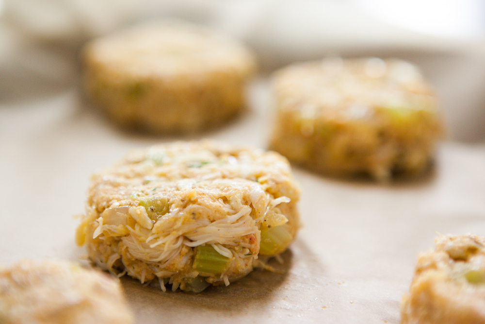 crab cakes on sheet pan