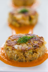 Crab Cakes with Roasted Red Pepper Sauce