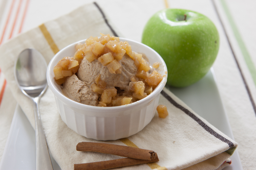 Cinnamon Ice Cream with Warm Apple Compote