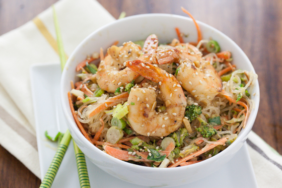 Shrimp & Noodle Salad with Tahini Sauce