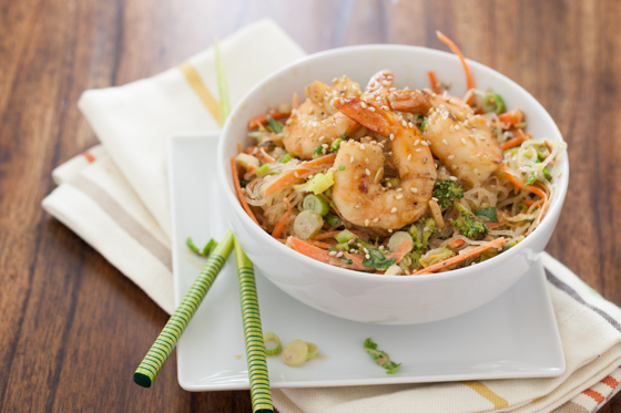 Shrimp & Noodle Salad with Tahini Sauce