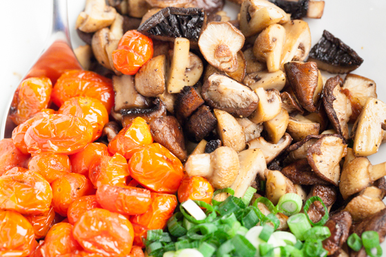 Tomato, mushroom, dressing, scallion, balsamic