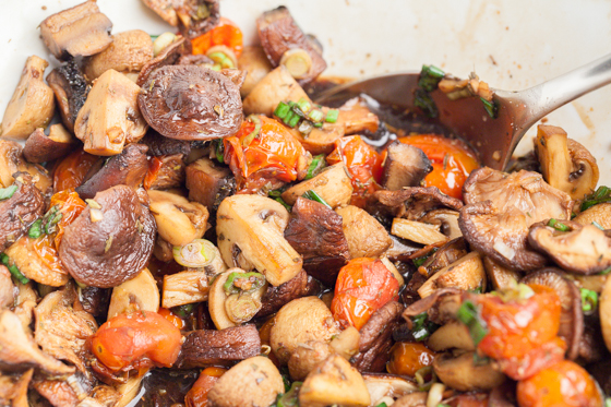 Mixed Mushroom Salad with Scallion, Tomato & Balsamic