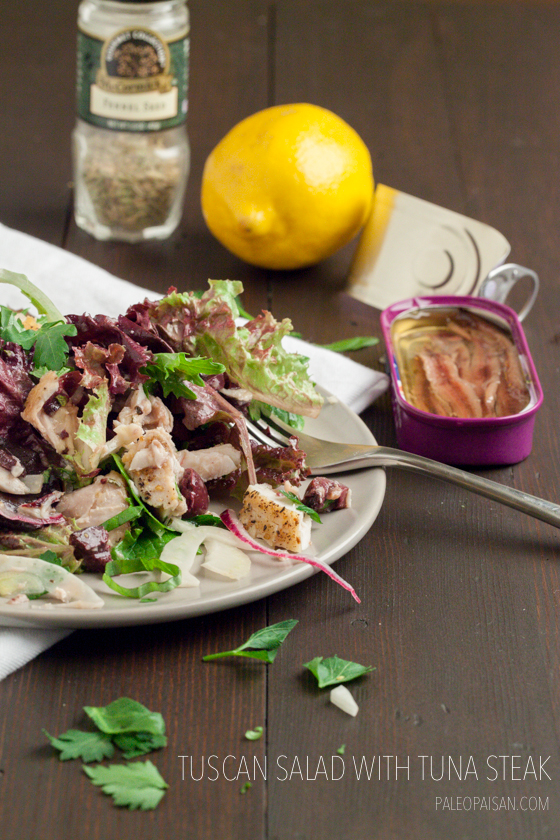 Tuscan Salad with Tuna Steak 