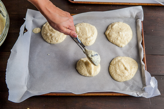 Scoop batter into 6 rolls per baking sheet