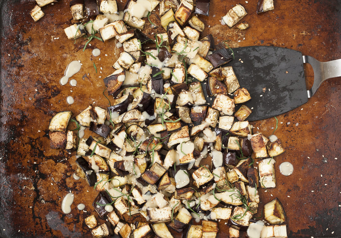 Roasted Eggplant with Miso Dressing