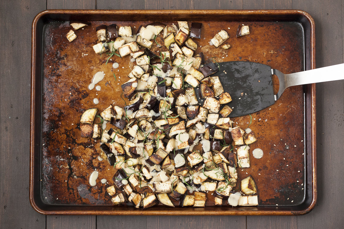 Roasted Eggplant with Miso Dressing