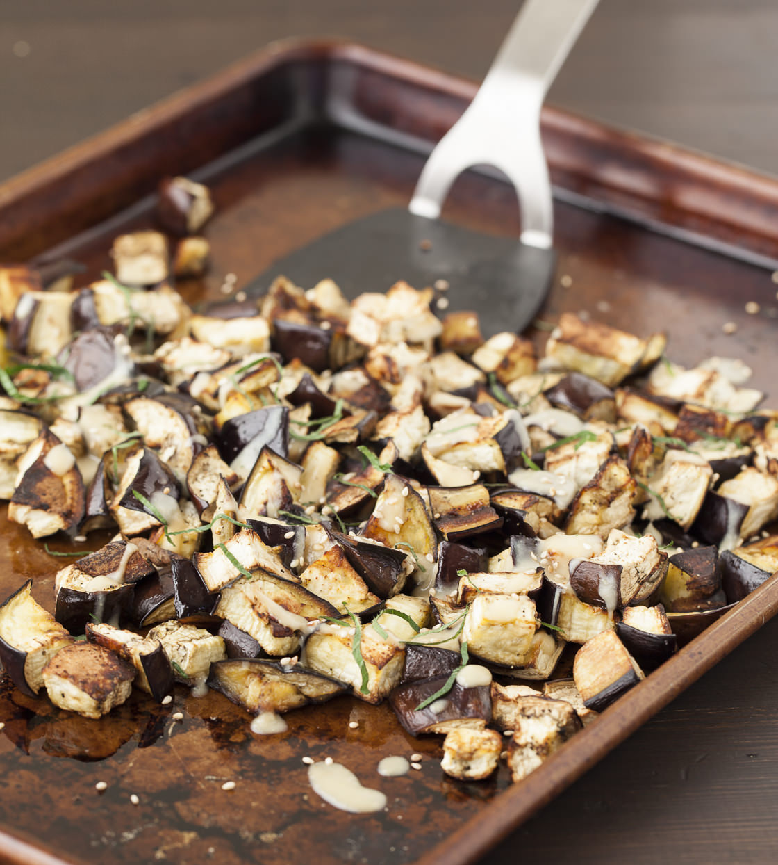 Roasted Eggplant with Miso Dressing