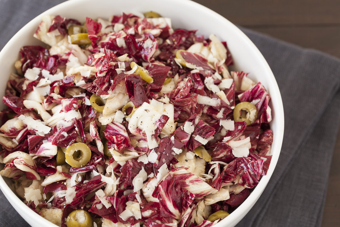 Spanish Radicchio Salad with Manchego cheese green olive