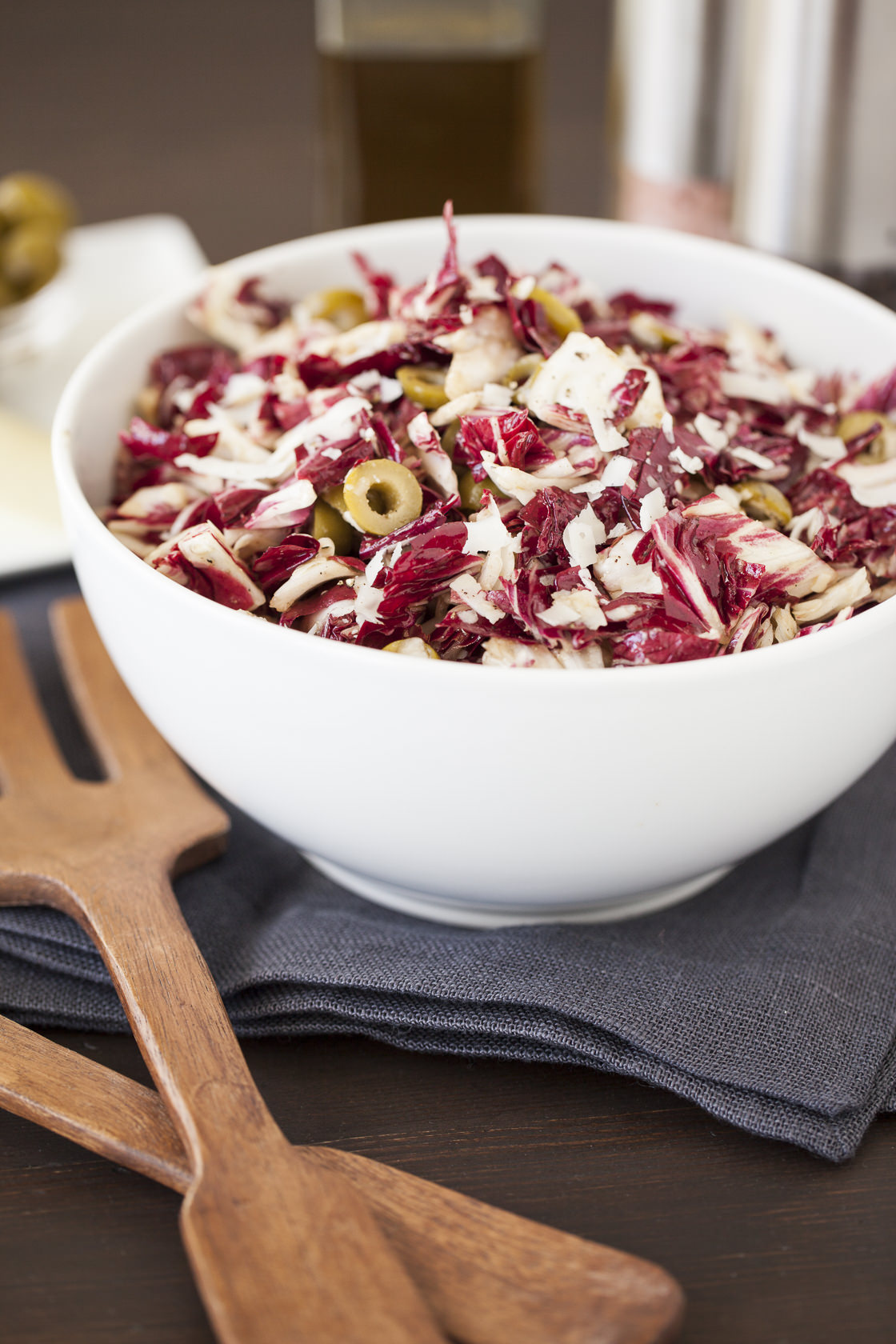 Spanish Radicchio Salad with Manchego cheese green olive