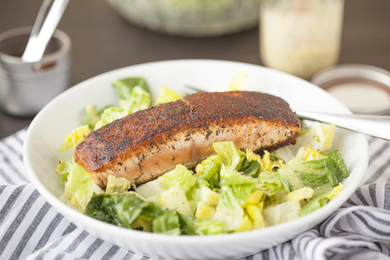 Blackened Salmon Caesar Romaine Parmesan