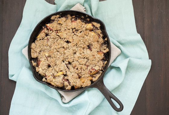 Iron-Skillet Peach Crisp (from Bon Appetit) | LaughterandLemonade.com