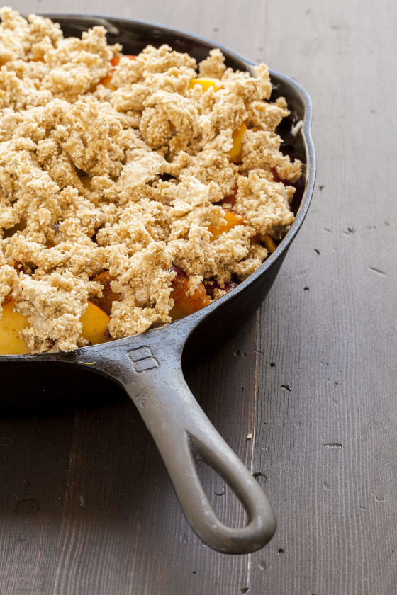 Iron-Skillet Peach Crisp (from Bon Appetit) | LaughterandLemonade.com