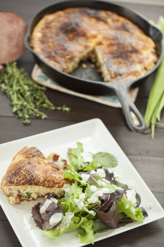 Summer Frittata with Creamy Herb Dressed Greens | LaughterandLemonade.com