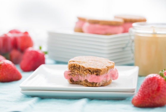 Peanut Butter & Jelly Ice Cream Sandwiches | LaughterandLemonade.com