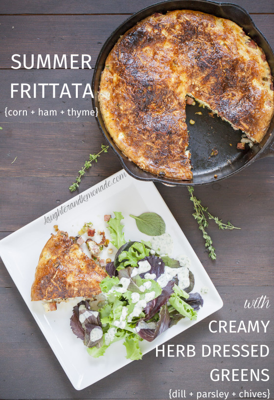 Summer Frittata with Creamy Herb Dressed Greens | LaughterandLemonade.com