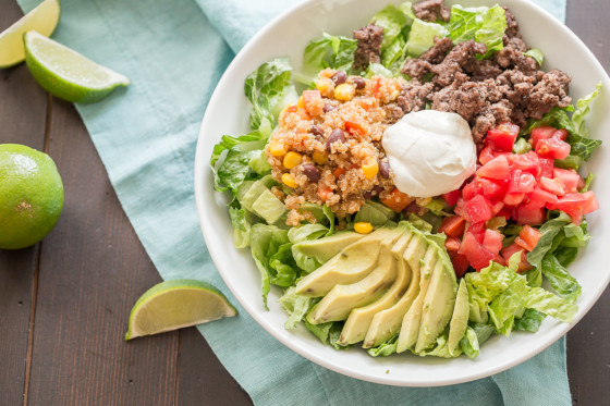 Southwest Quinoa Salad Taco Bowl | LaughterandLemonade.com