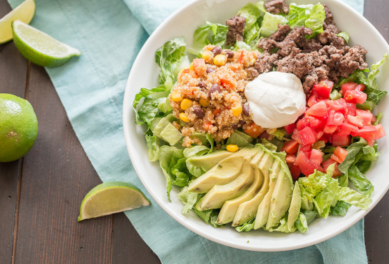 Southwest Quinoa Salad Taco Bowl | LaughterandLemonade.com