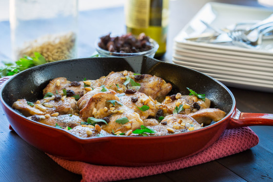 White Wine Chicken Thighs with Creamy Polenta | LaughterandLemonade.com