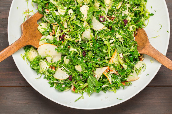 Shredded Brussels Sprout and Kale Salad | LaughterandLemonade.com