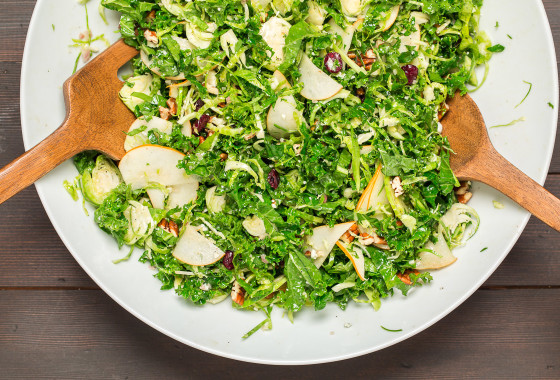 Shredded Brussels Sprout and Kale Salad | LaughterandLemonade.com